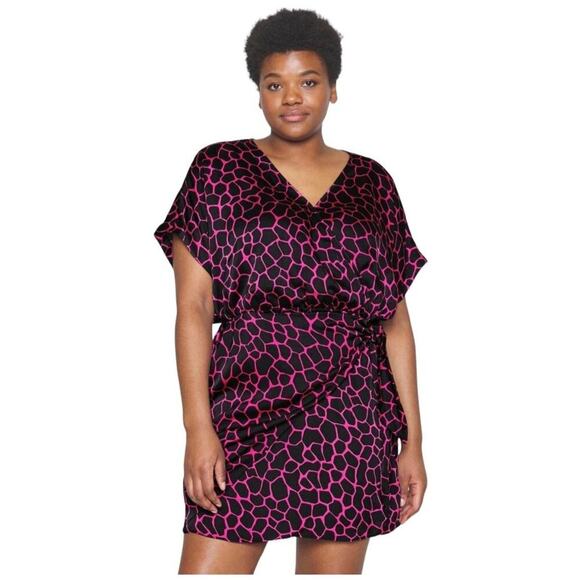 New Michael Kors Womens Plus Size 2X Nubian Giraffe Wrap V-neck Dress - Picture 1 of 16